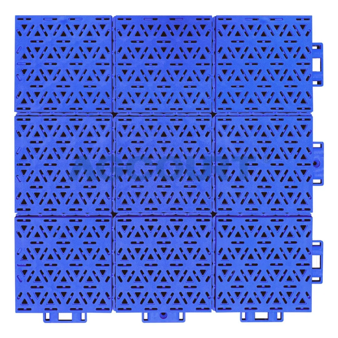 AG-P5 Soft Connection Nine-Square Grid Anti-Slip Hexagonal PP Tiles Suspended Interlocking Modular Flooring